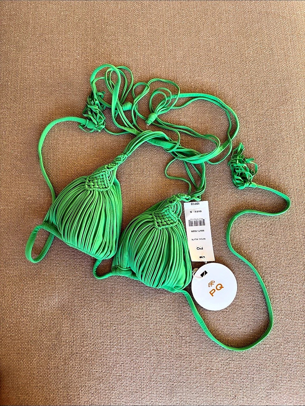 PQ Swim Macramé Triangle Bikini Top Green